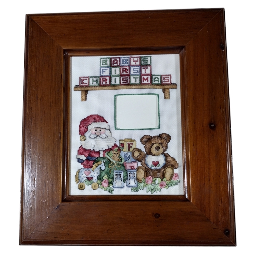 Babys First Christmas Framed Cross Stitch Piece‎